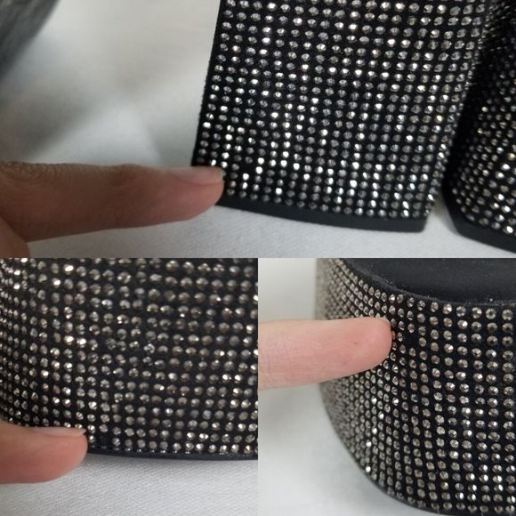 Zara Black Rhinestone Studded Platform Retro Y2K Strappy Blogger Fave Pumps Sz 8 - Picture 12 of 12